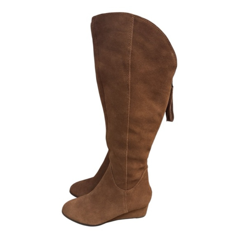 Steven by Steve Madden Larken Suede Tall Wedge Boots Brown Size 6.5